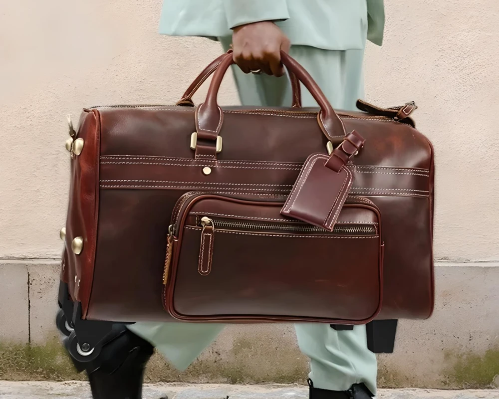 leather luggage carry on