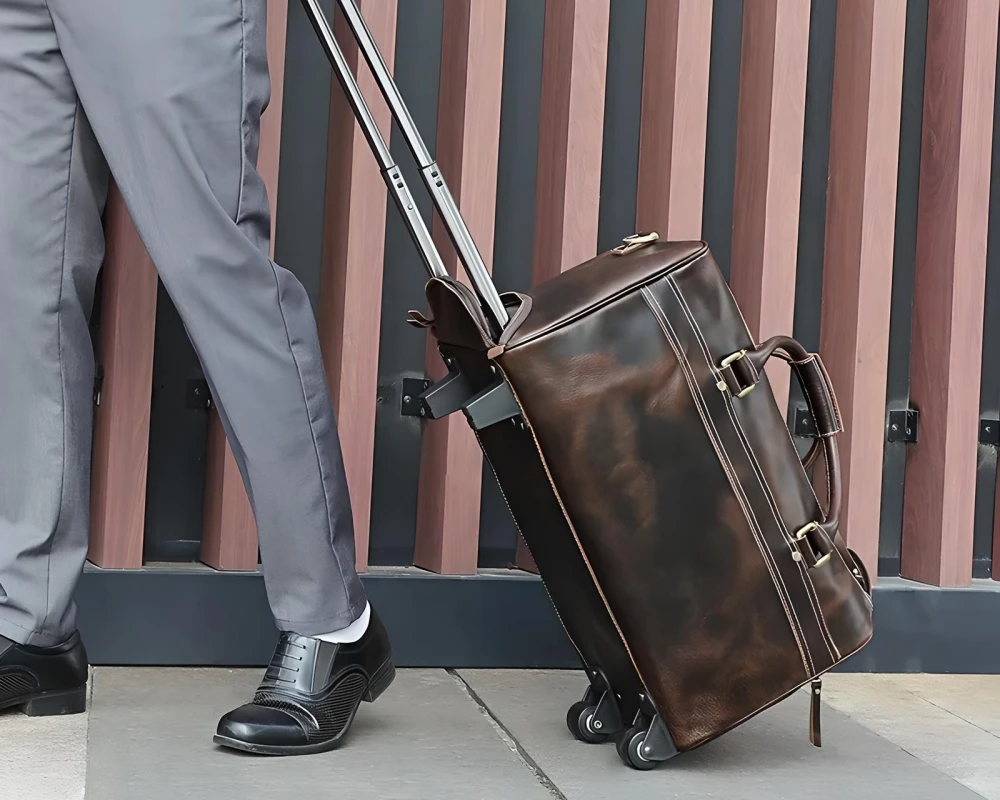 faux leather carry on bag